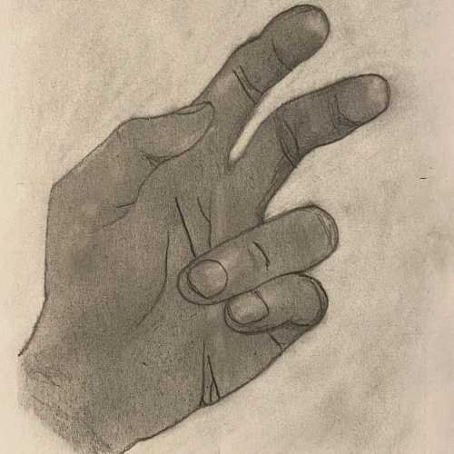 Drawing by Joe - hand giving peace sign.